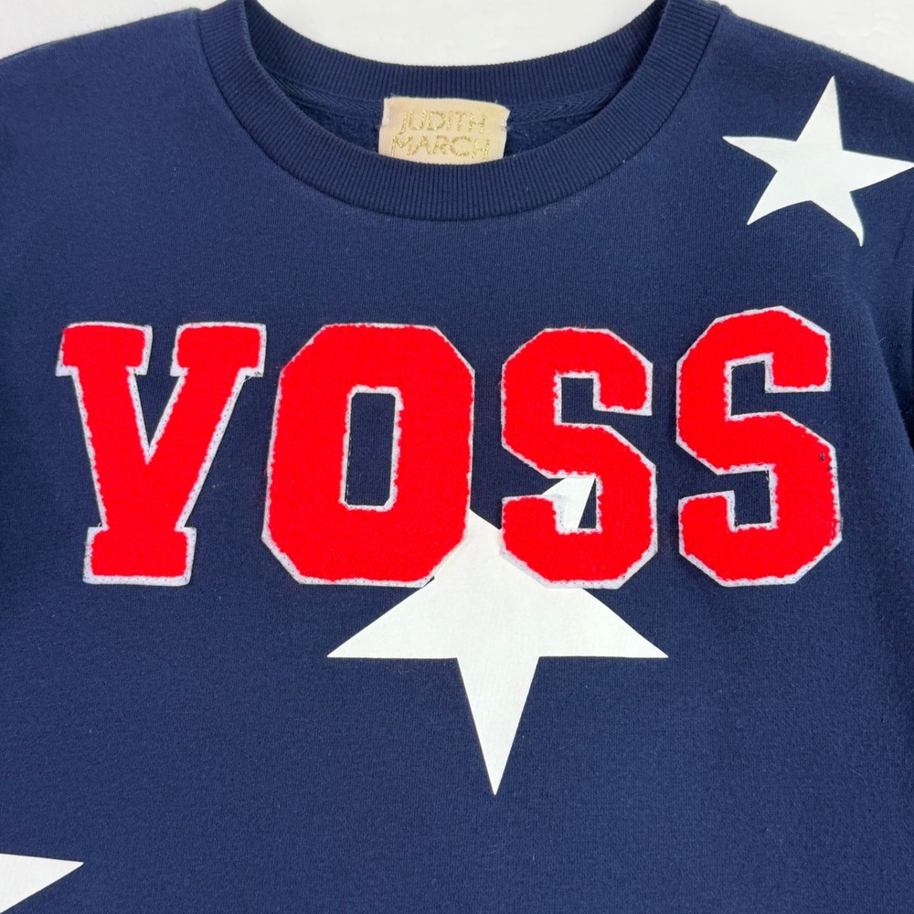 Judith March Voss Star Print Chenille Patch Sweatshirt Size S - Picture 3 of 8